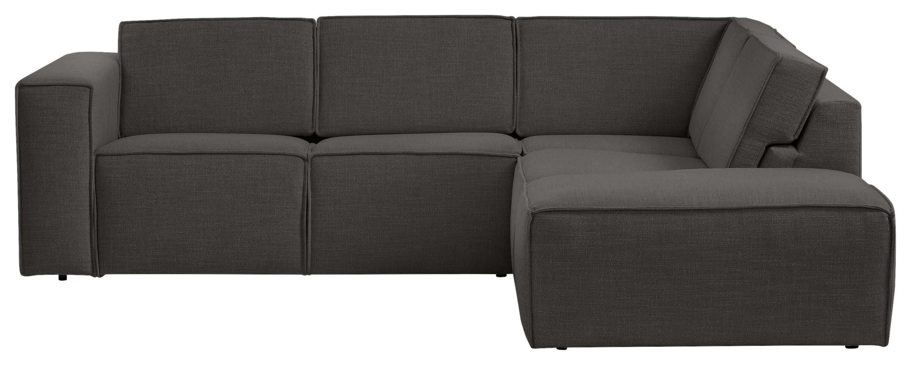 Ecksofa Dice Anthrazit - Anthrazit/Schwarz, MODERN, Textil (255/220cm) - MID.YOU