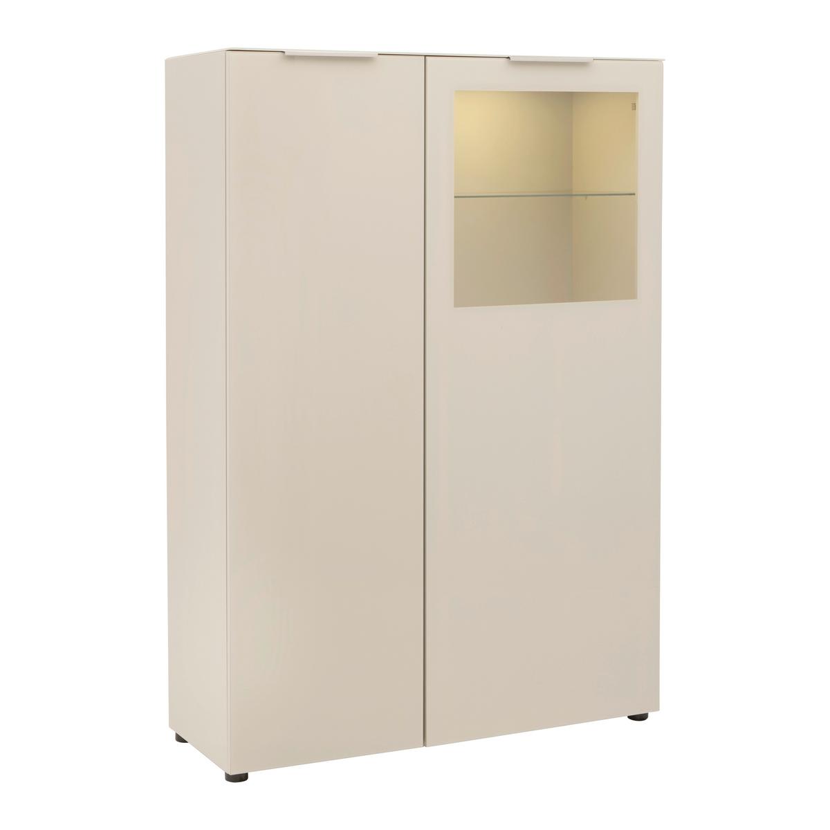 Vitrína Siena sklo, kašmír - čierna/kašmírová, Modern, kov/kompozitné drevo (105/151/40cm) - Premium Living