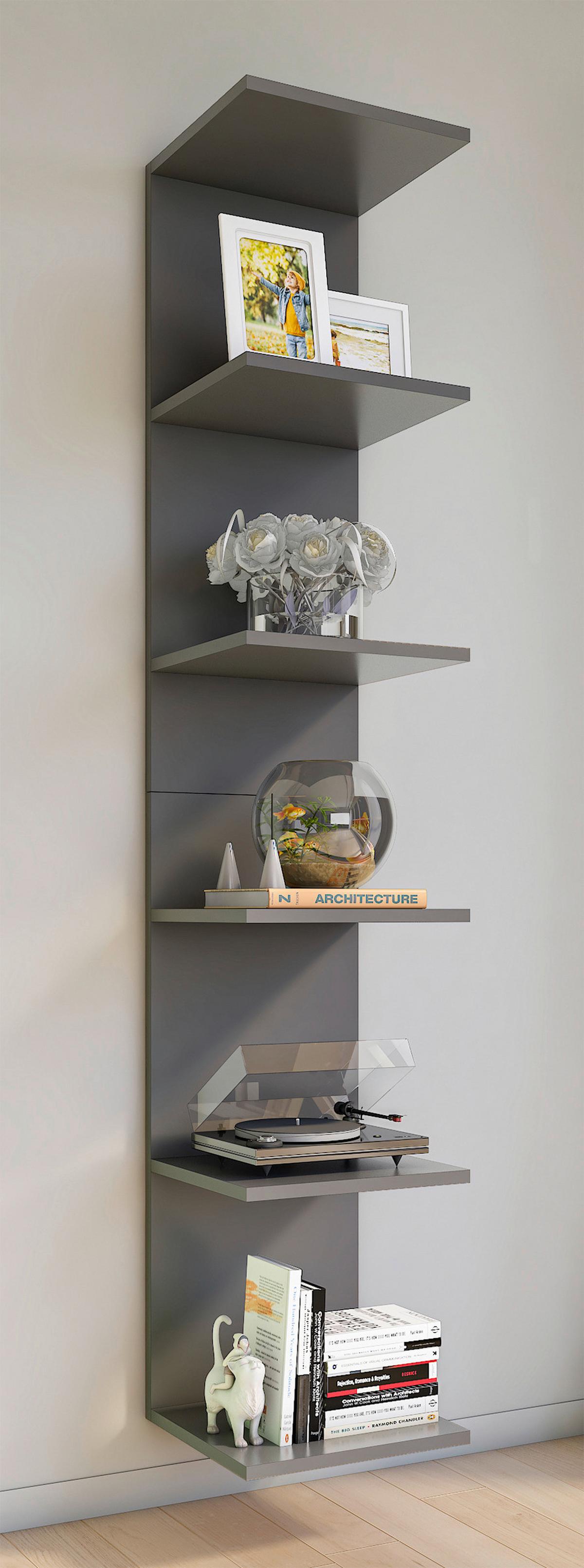 Regál Lazas š: 35 cm, antracitový - antracitová, Modern, kompozitné drevo (35/180/30cm) - MID.YOU