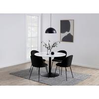 Esstisch Rund Tarifa Ø 110 Cm Marmor Weiß/schwarz - Schwarz/Weiß, Trend, Stein/Metall (110/110/75cm) - Livetastic