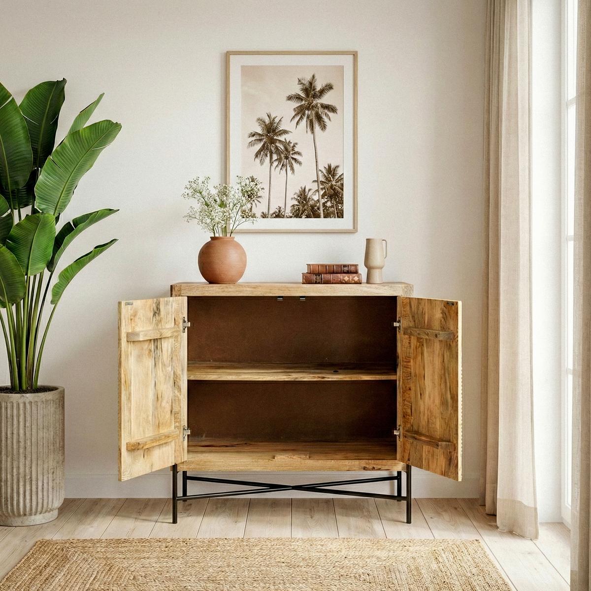 SIDEBOARD Braun B: 91cm - Schwarz/Braun, Design, Holz (91/96/50cm) - Livetastic