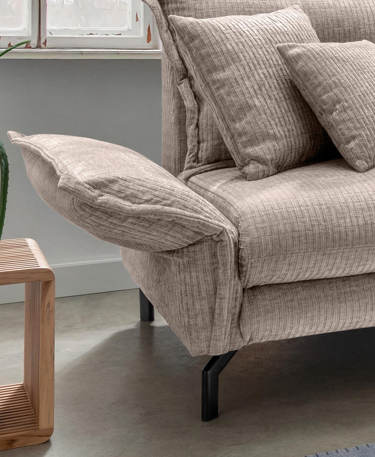 Ecksofa Lava Beige S: 255x180 cm - Beige/Schwarz, Design, Textil (255/180cm) - Livetastic