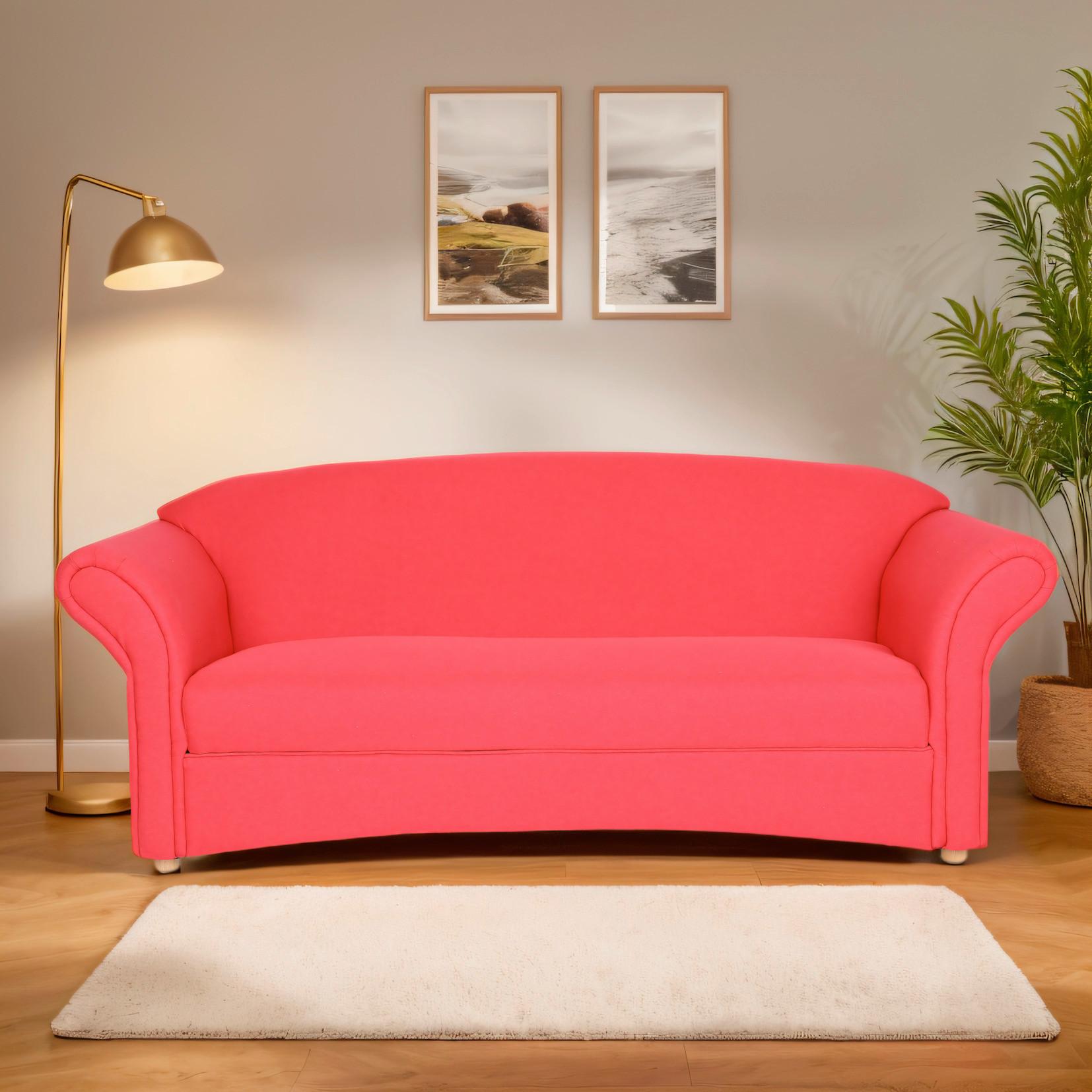 3-Sitzer Loretta ca. 204x83x85 rosa, Belastbarkeit ca. 300 kg - Hellrot, Basics, Holz/Textil (204/83/85cm)