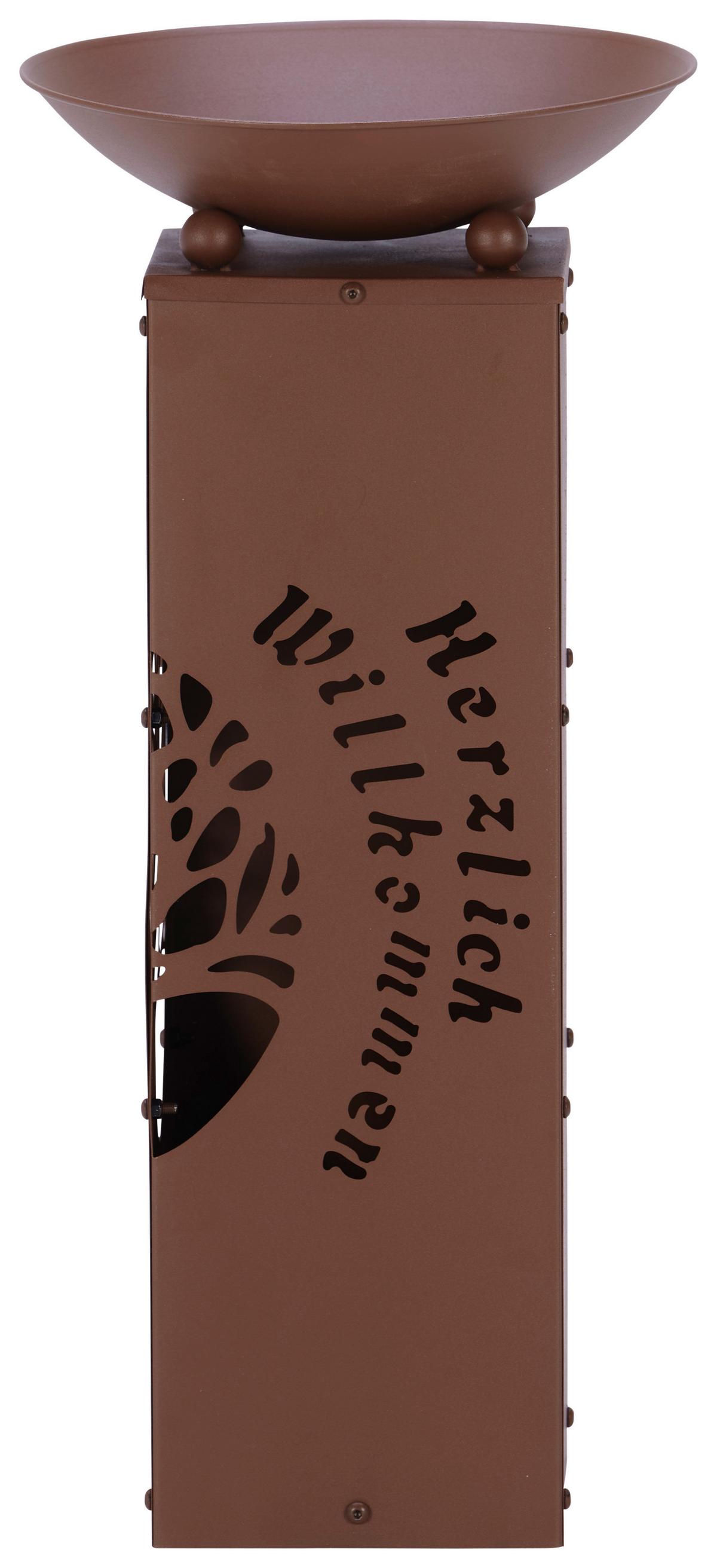 Led Dekosäule Mit Schale Welcome H: 59 Cm - Rostfarben, Basics, Metall (28/28/59cm)