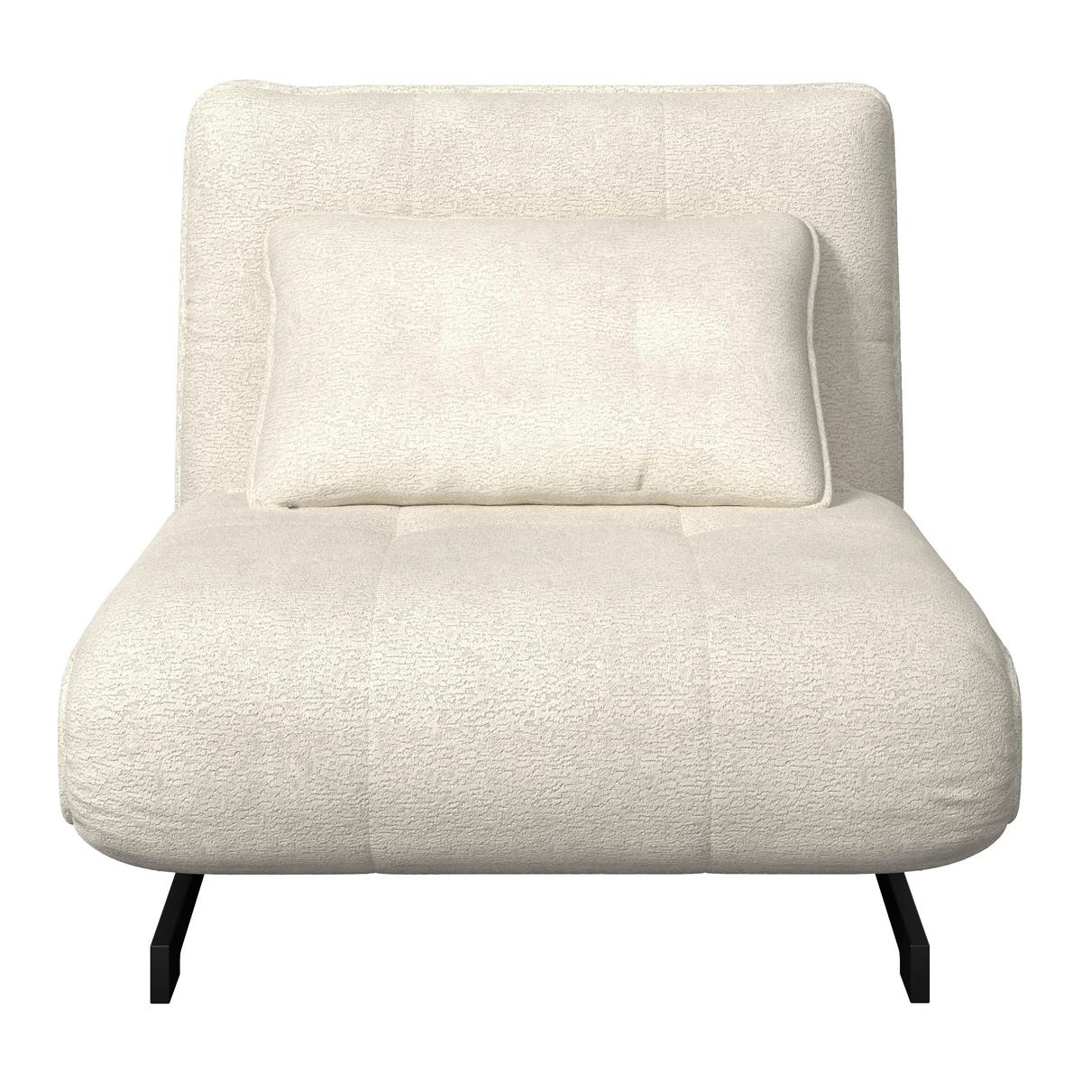 Rozkladacie kreslo LUNA, biele buklé, max.120 kg - čierna/biela, Modern, kov/textil (92/40/66cm) - Bessagi Home