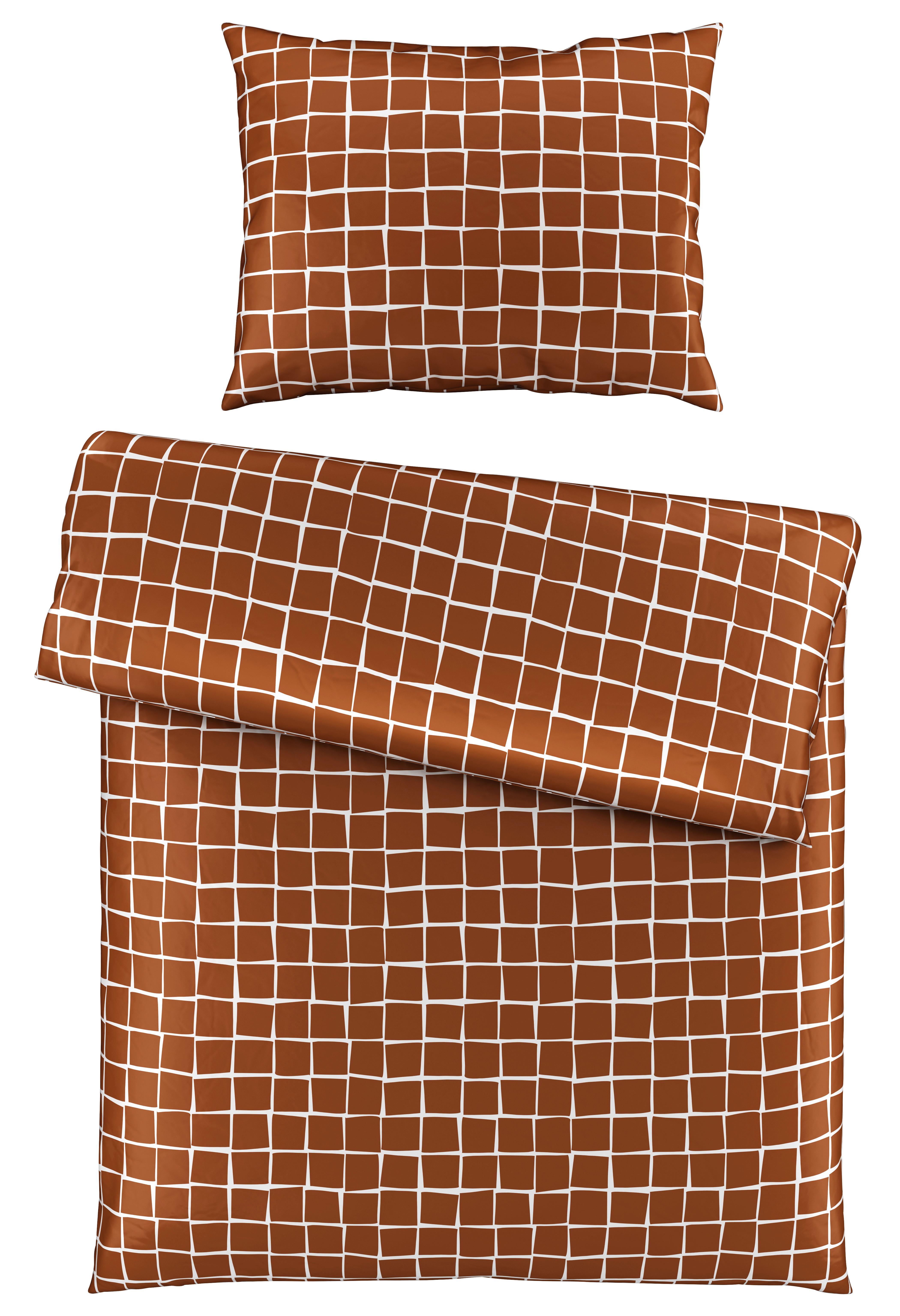 POVLEČENÍ Square, 140/200cm, hnědá - bílá/hnědá, Konvenční, textil (140/200cm) - Modern Living