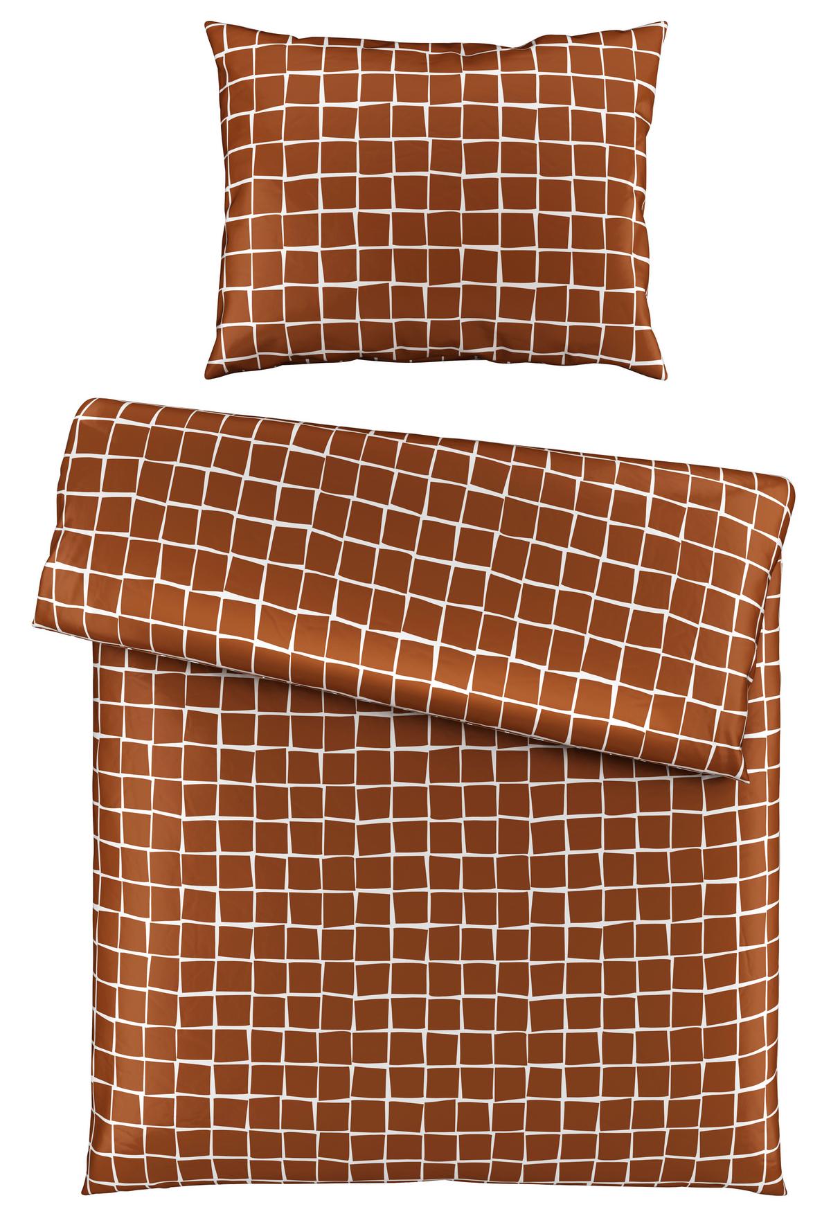 POVLEČENÍ Square, 140/200cm, hnědá - bílá/hnědá, Konvenční, textil (140/200cm) - Modern Living