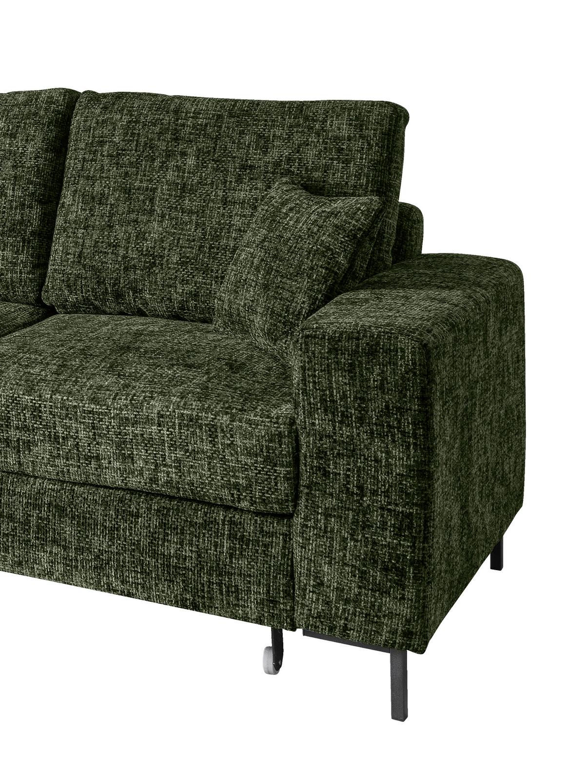 Eckschlafsofa Zona, D. Grün S: 143x237 Cm - Dunkelgrün/Schwarz, KONVENTIONELL, Textil (143/237cm) - Livetastic