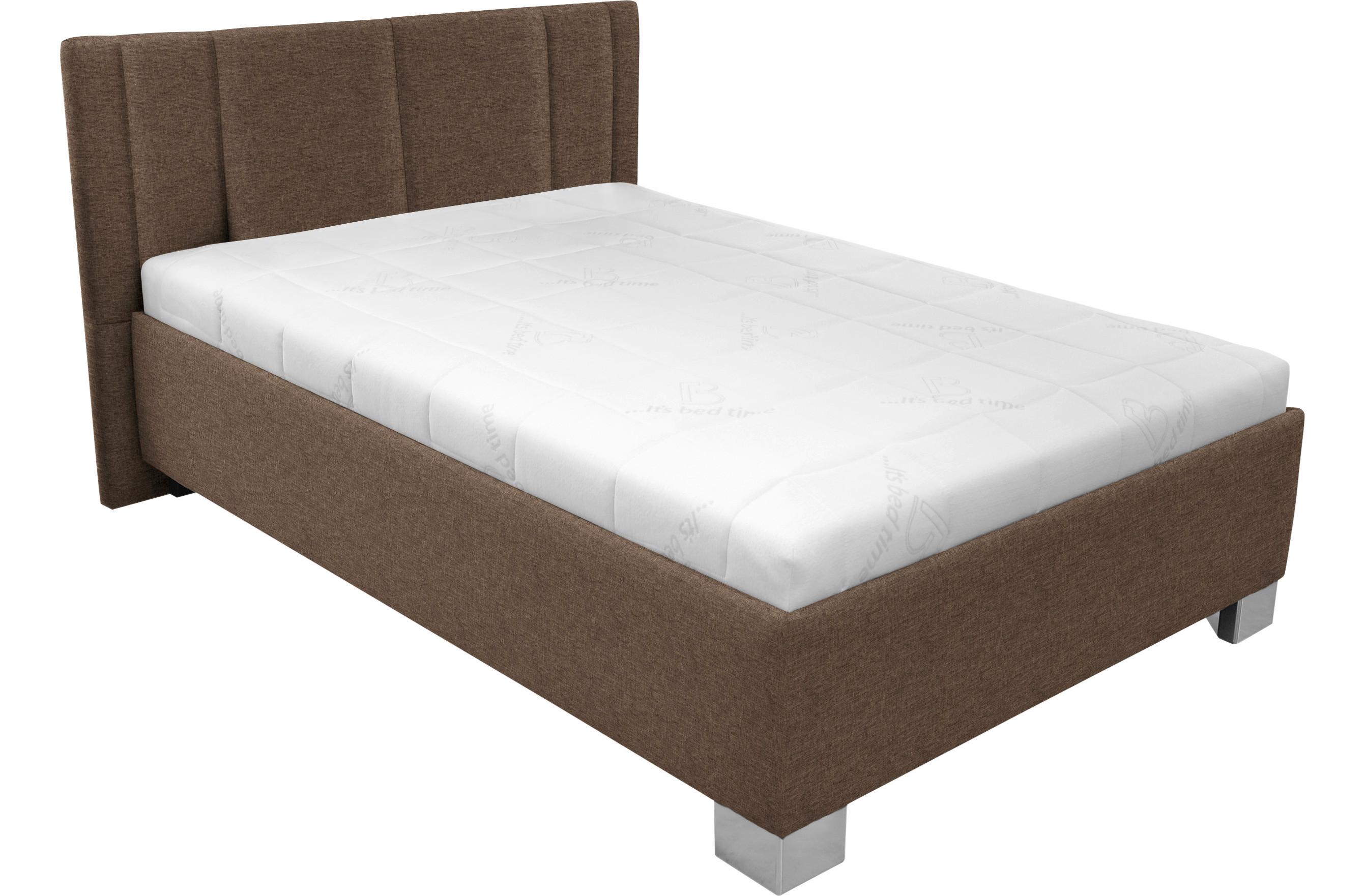 Polsterbett Mit Matratze 120x200 Stilo Braun - Chromfarben/Braun, Holz/Textil (120/200cm)