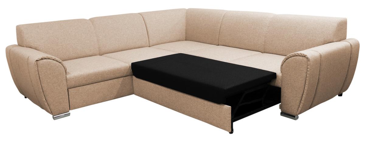 Ecksofa Delux Beige Mit Schlaffunktion Ottomane Links - Beige/Silberfarben, Design, Textil (266/266cm) - Livetastic