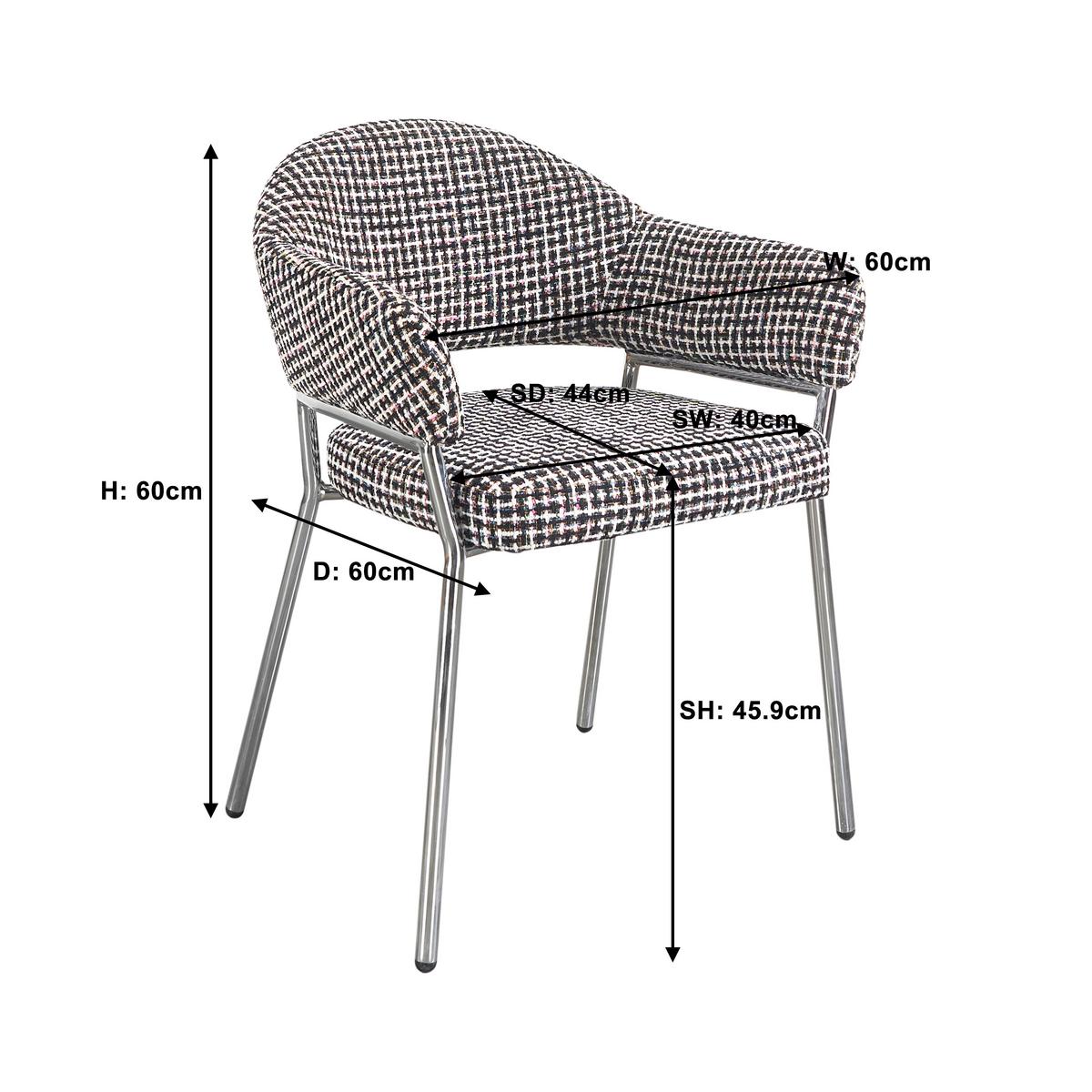 KŘESLO COCO -TREND- - barvy chromu/vícebarevná, Moderní, kov/textil (60/60/60cm) - Premium Living