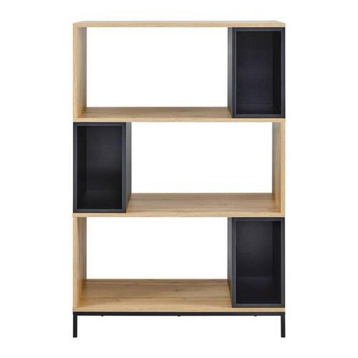 Regál MEGY - čierna/farba duba, Modern, kov (80/121/40cm) - Bessagi Home