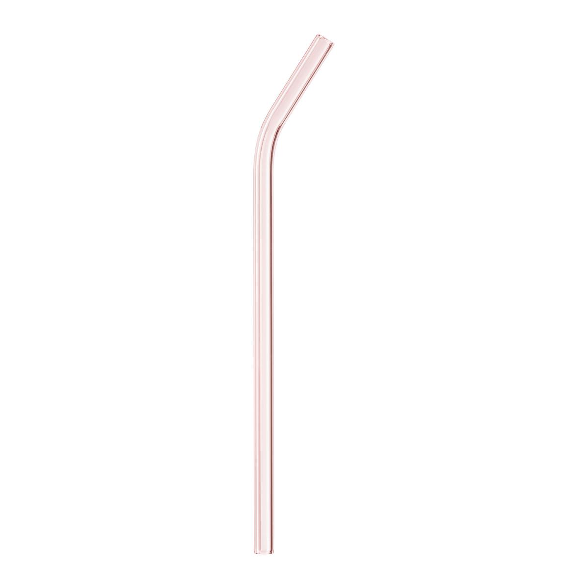 SLAMKA NA PITIE obsahuje: 6x slamka + 1x kefka - priehľadné/pink, sklo (20cm) - Premium Living