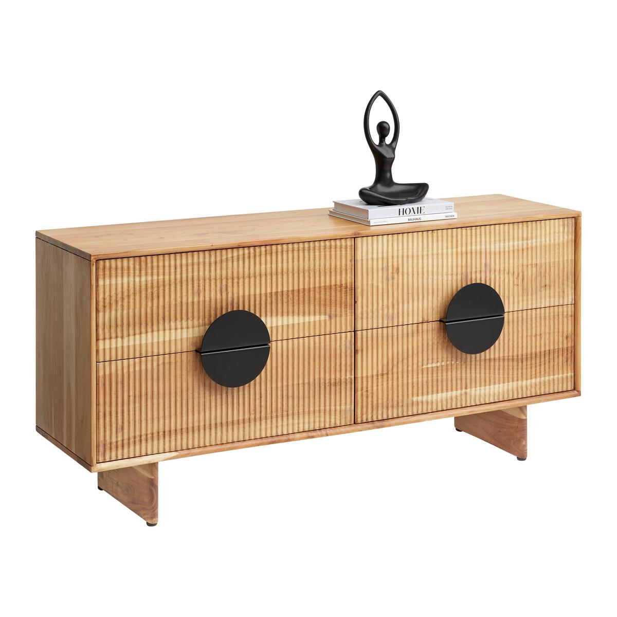 Nízka komoda ROSY akácia - čierna/farba akácie, Lifestyle, kov/drevo (140/65/38cm) - Premium Living