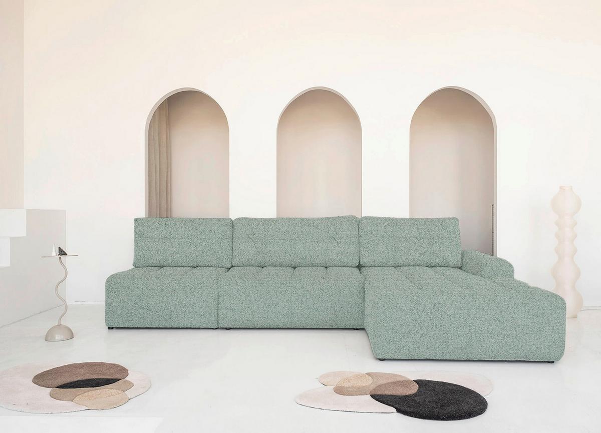 Ecksofa Lulu Türkis S: 338x184cm - Türkis/Schwarz, Design, Textil (338/184cm) - MID.YOU