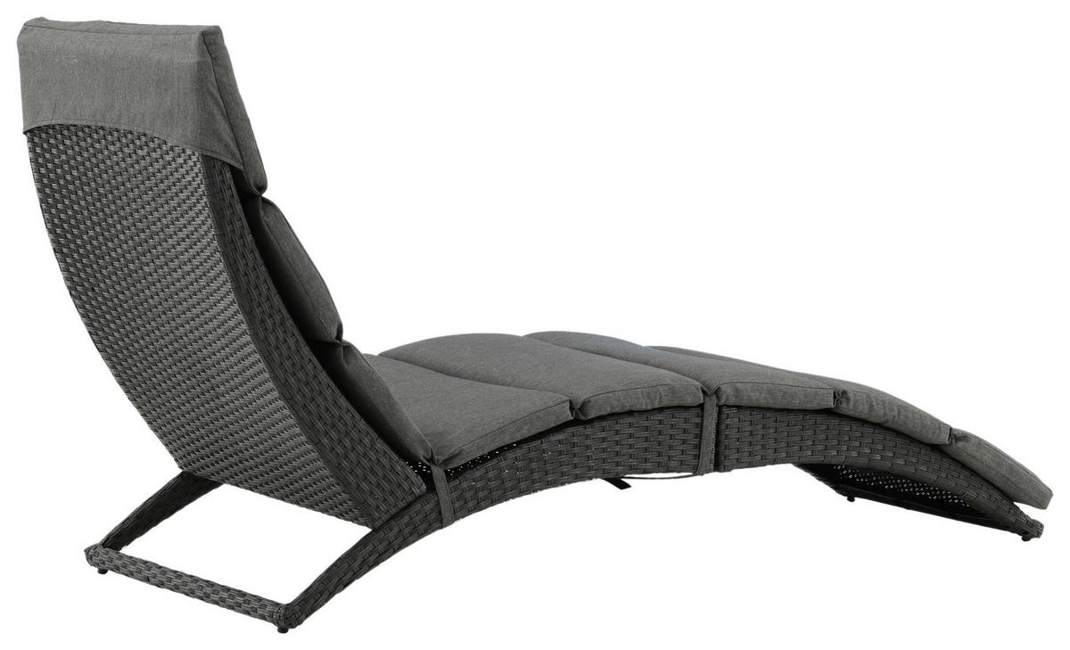 Sonnenliege Archie Kunststoff - Schwarz, KONVENTIONELL, Kunststoff (64/84/158cm) - Gardenson