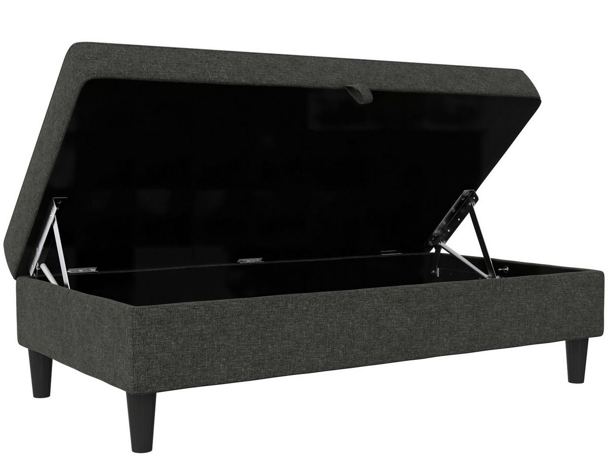 Hocker Hannover Anthrazit, mit Stauraum - Anthrazit/Schwarz, Basics, Textil (130/43/69cm) - Livetastic
