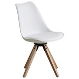 Drehstuhl Malmö Weiß Lederlook Echtholz, 360° Drehbar - Eichefarben/Weiß, MODERN, Holz/Kunststoff (56/85/49cm) - Luca Bessoni
