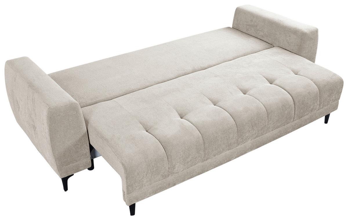 Schlafsofa Weronika, Creme B: 247 Cm - Creme/Schwarz, Design, Holz/Holzwerkstoff (247/94/90cm) - MID.YOU