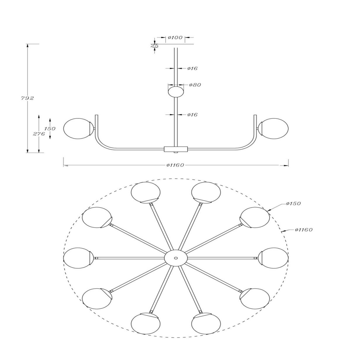 Kronleuchter Rendez-Vous - Messingfarben, Basics, Glas/Metall (116/27,6/116cm) - MAYTONI