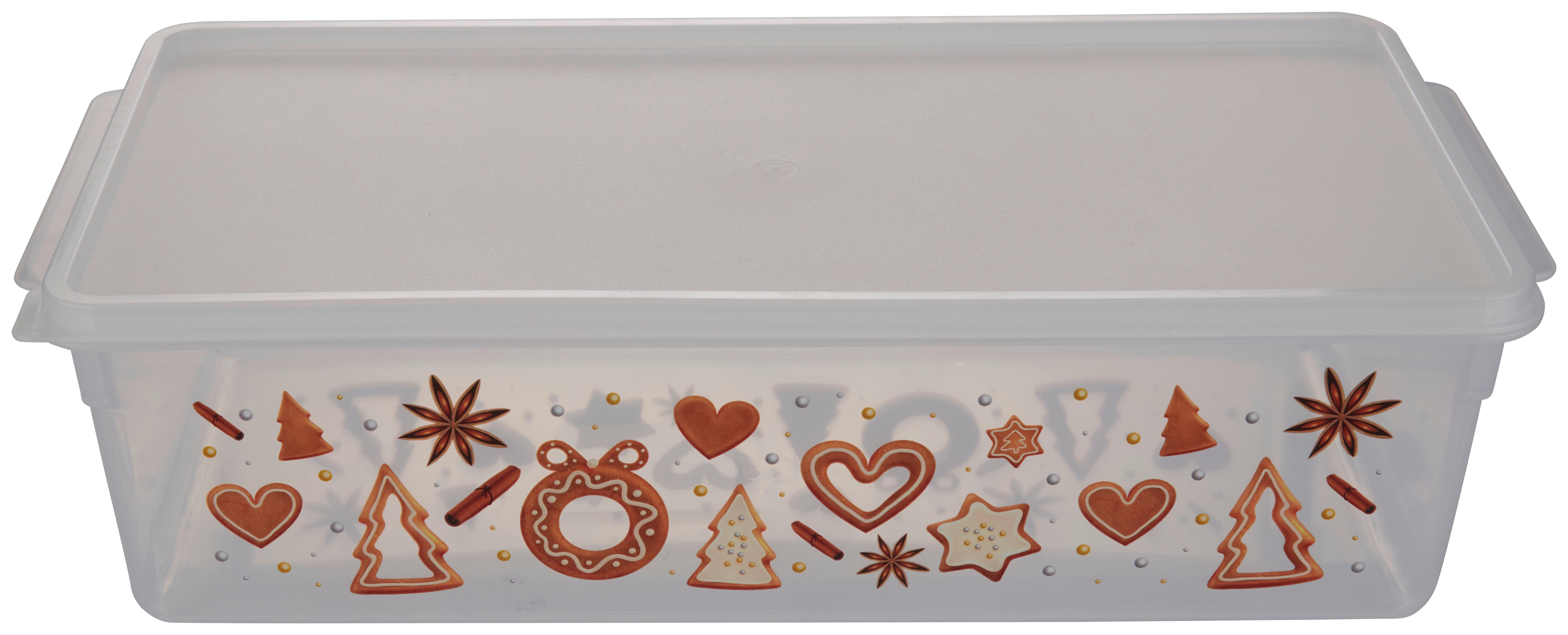 Keksdose aus Kunststoff Loren B/H/T: ca. 19/10/38 cm - Klar/Rot, KONVENTIONELL, Kunststoff (38/10/19cm)