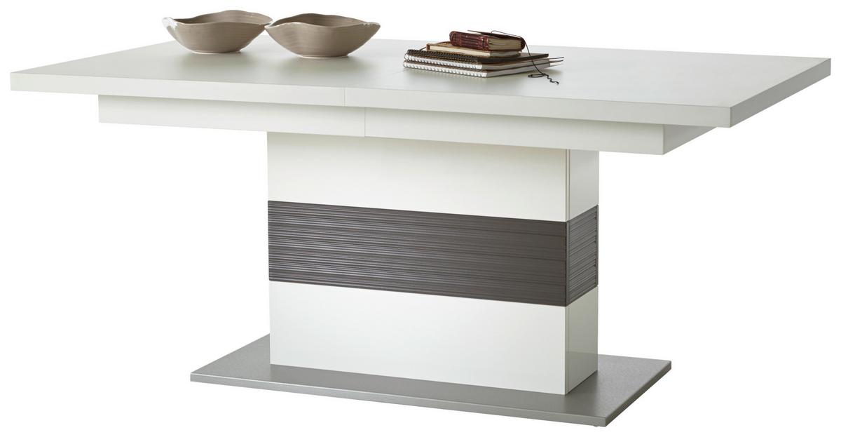Esstisch Ausziehbar Trento 180-280x100 Cm Grau/weiß - Silberfarben/Weiß, Design, Holzwerkstoff (180/100/77cm) - Livetastic