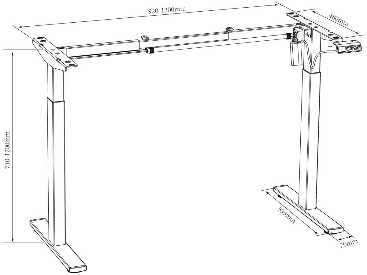 Schreibtisch höhenverstellbar E-Lona Schwarz/Weiß B: 140 cm - Silberfarben/Schwarz, Design, Holzwerkstoff/Metall (140/80/71cm) - MID.YOU
