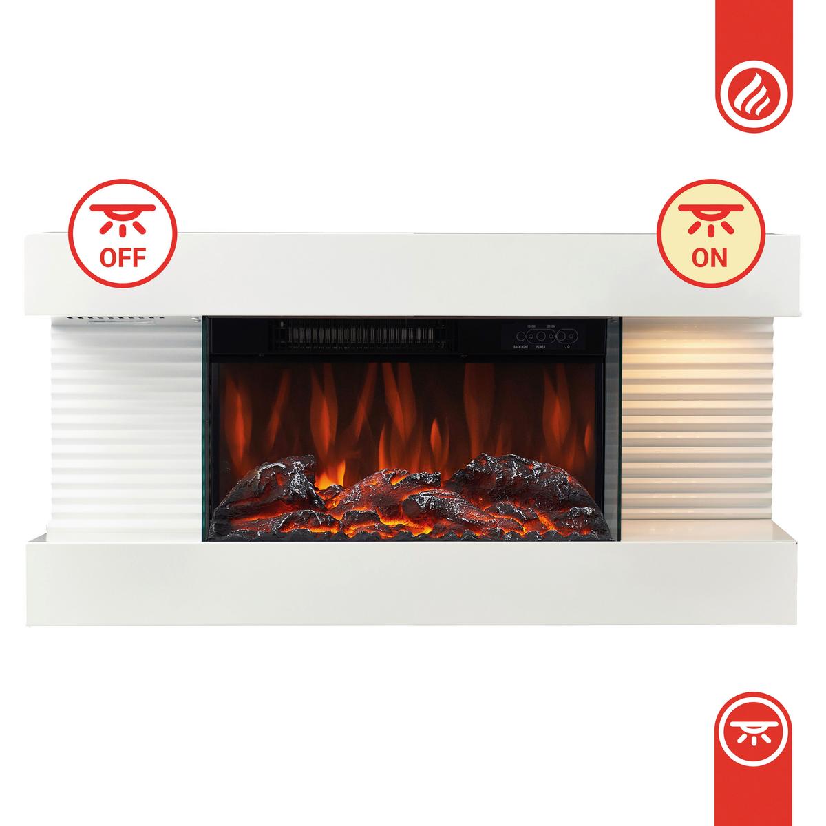 Elektrokamin Liz - Weiß, Basics, Glas/Metall (82,0/41,8/21,7cm)