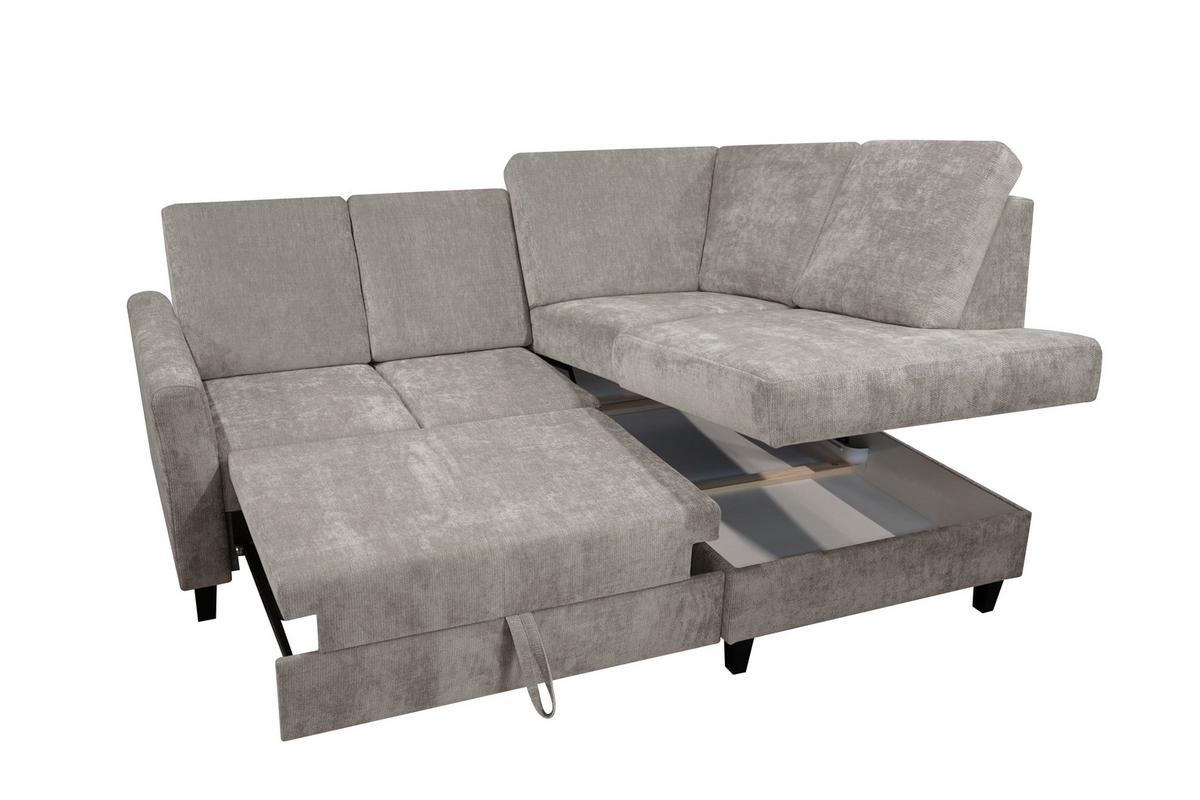 Rohová sedačka ALTON, pravá, sivohnedá ženilka - čierna/taupe, Konventionell, drevo/textil (211/91/166cm)