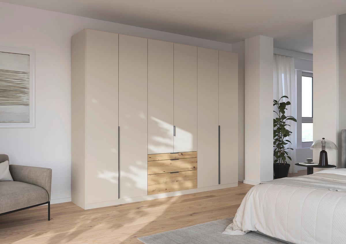 Drehtürenschrank mit Schubladen 271cm Alabama Super Champagner - Champagner/Eichefarben, MODERN, Holzwerkstoff (271/229/54cm)
