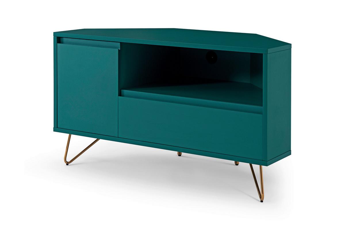 Lowboard Blau B: 100cm - Blau/Messingfarben, Design, Holzwerkstoff (100/58/50cm) - Livetastic