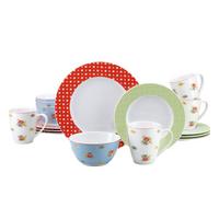 Kombiservice Porzellan 4 Personen Geschirr Set - Blau/Gelb, Keramik (32/31,5/33cm) - Creatable
