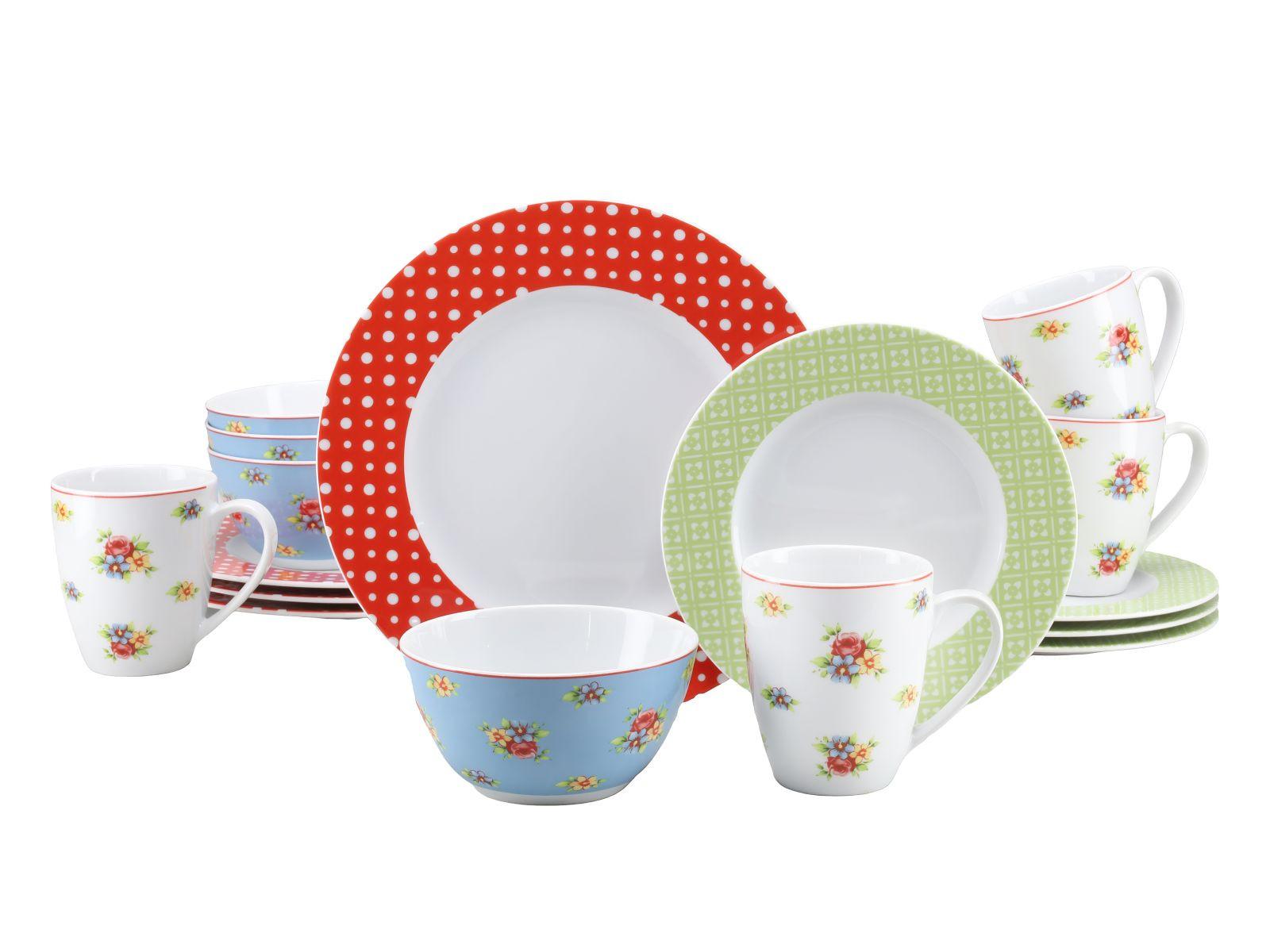 Kombiservice Porzellan 4 Personen Geschirr Set