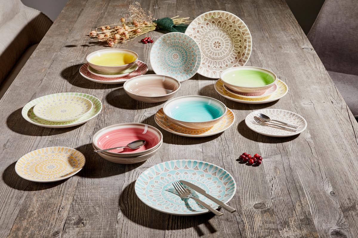 Tafelservice Kapstadt Keramik 6 Personen Geschirr Set - Multicolor, KONVENTIONELL, Keramik - Luca Bessoni