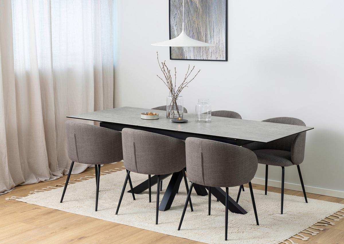 Esstisch Ausziehbar Heaven 168-210x90x76cm Schwarz/grau - Schwarz/Grau, Trend, Keramik/Metall (168-210/90/76cm) - MID.YOU