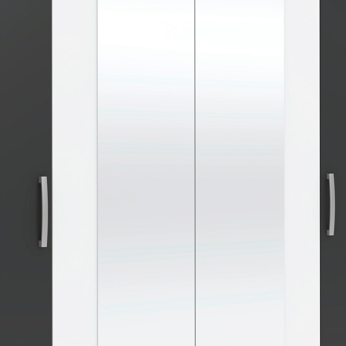 Kleiderschrank Jan Weiß/Anthrazit, B: 180 cm - Anthrazit/Weiß, Trend, Glas/Holzwerkstoff (180/210/52cm)