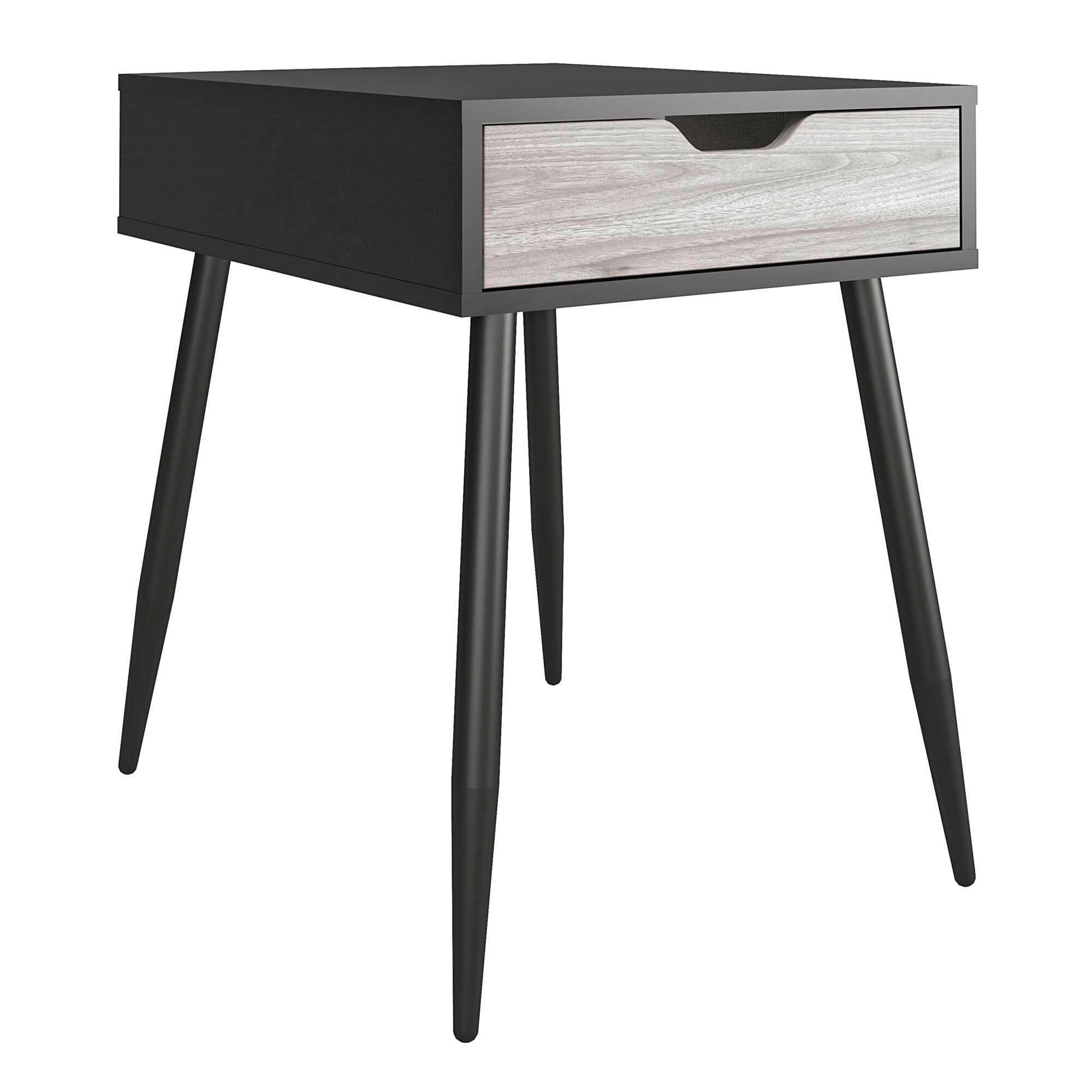 Beistelltisch Copley Schwrz/Eiche Dekor B: 46 cm - Eichefarben/Schwarz, Design, Holzwerkstoff (46/59/61cm) - MID.YOU
