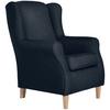 Ohrensessel Lorris - Buchefarben/Dunkelblau, Design, Textil (77/103/86cm) - Max Winzer