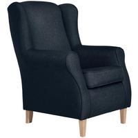 Ohrensessel Lorris - Buchefarben/Dunkelblau, Design, Textil (77/103/86cm) - Max Winzer