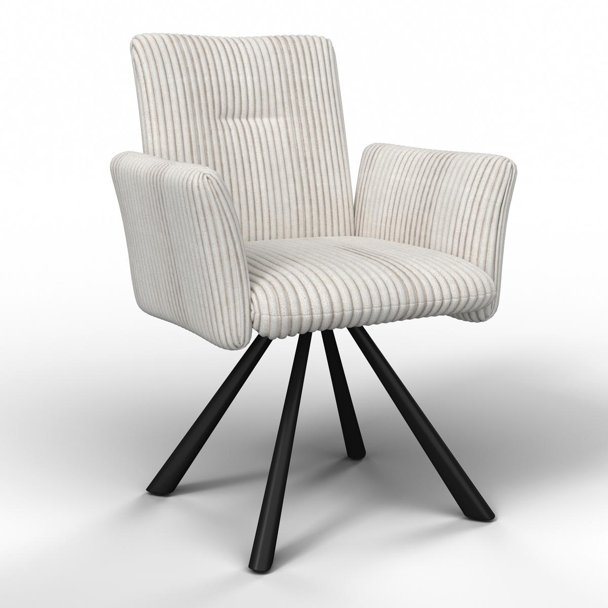 Židle JADE béžová, otoční - černá/béžová, Moderní, kov/dřevo (64/87/63cm) - Bessagi Home