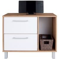 Kommode Mit Soft-Close B 75cm Box, Artisan Eiche Dekor/Weiß - Eichefarben/Alufarben, MODERN, Holzwerkstoff (75/60/40cm) - Ondega