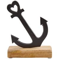 Dekofigur Anker H: 17 cm Aus Holz/Metall für Indoor - Schwarz/Braun, MODERN, Holz/Metall (13/5/17cm)