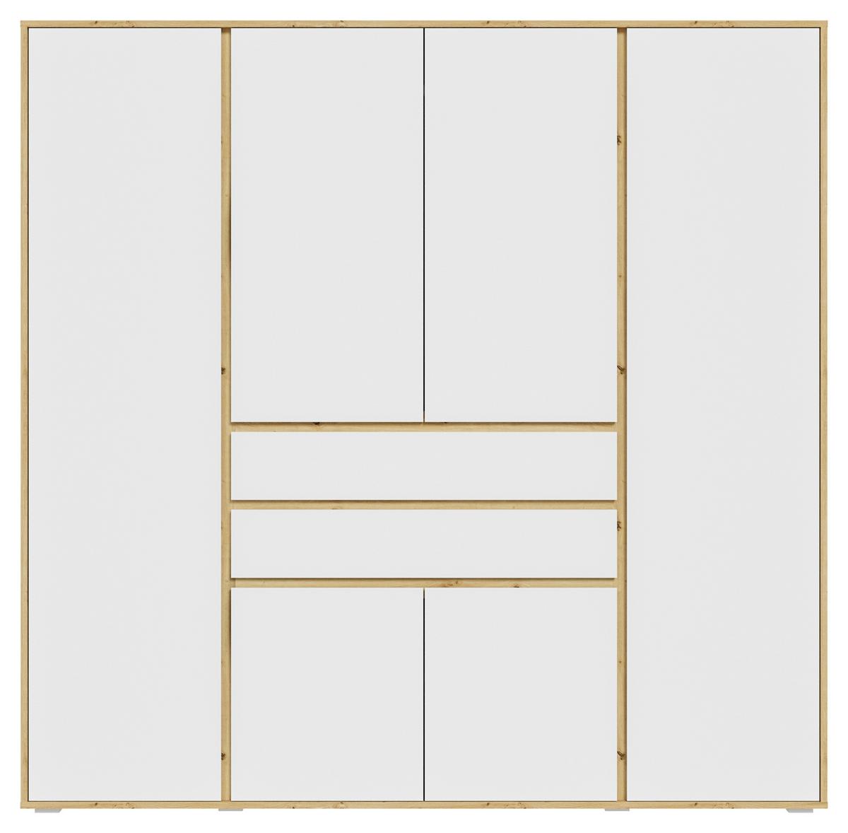 Drehtürenschrank Falun Weiß /Eiche Artisan Dekor B: 197cm - Weiß/Eiche Artisan, MODERN, Holzwerkstoff (197/194/56cm) - MID.YOU