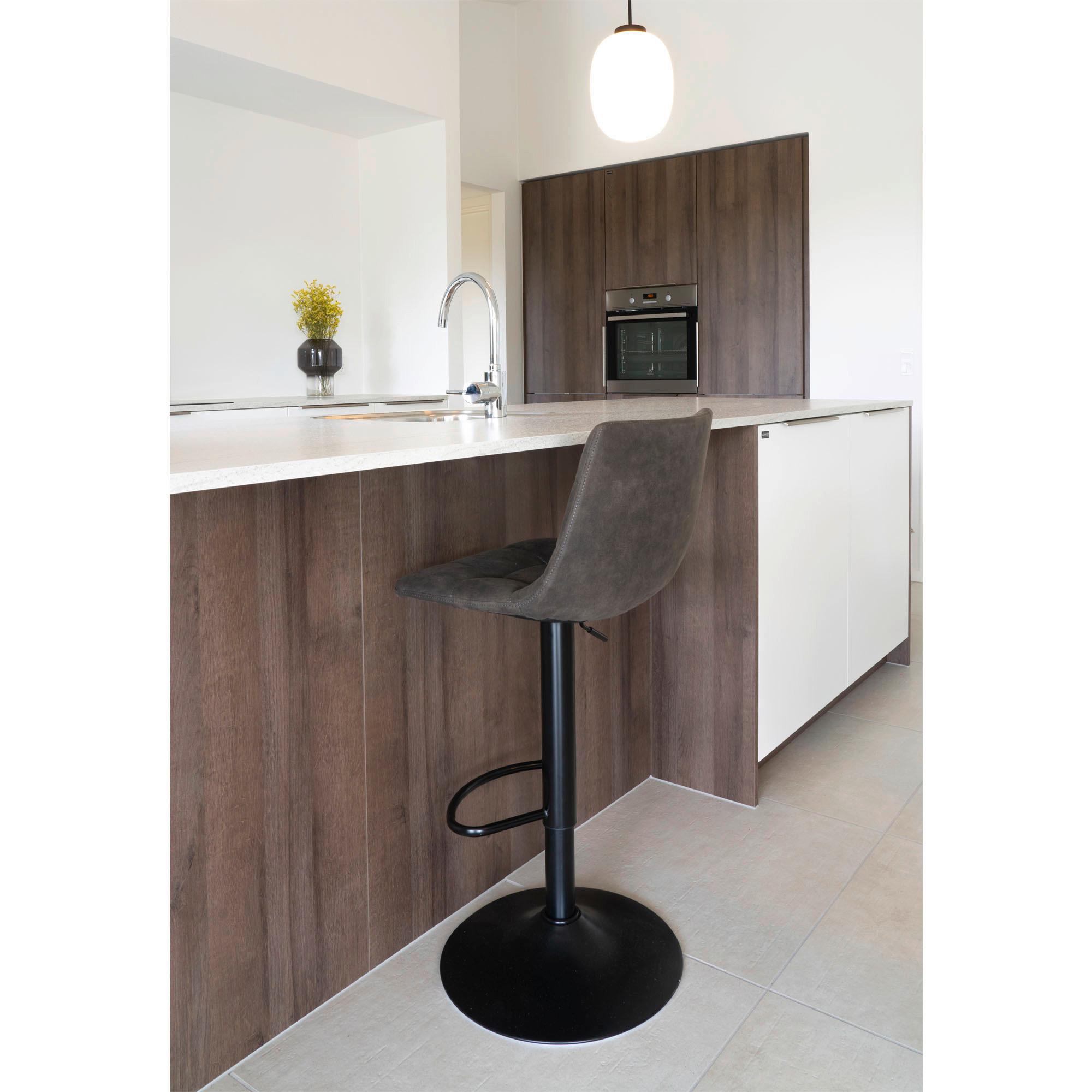 Barhocker-Set Middelfart Dunkelgrau B: 43 cm - Dunkelgrau/Schwarz, MODERN, Textil/Metall (43/88-108/45cm) - MID.YOU