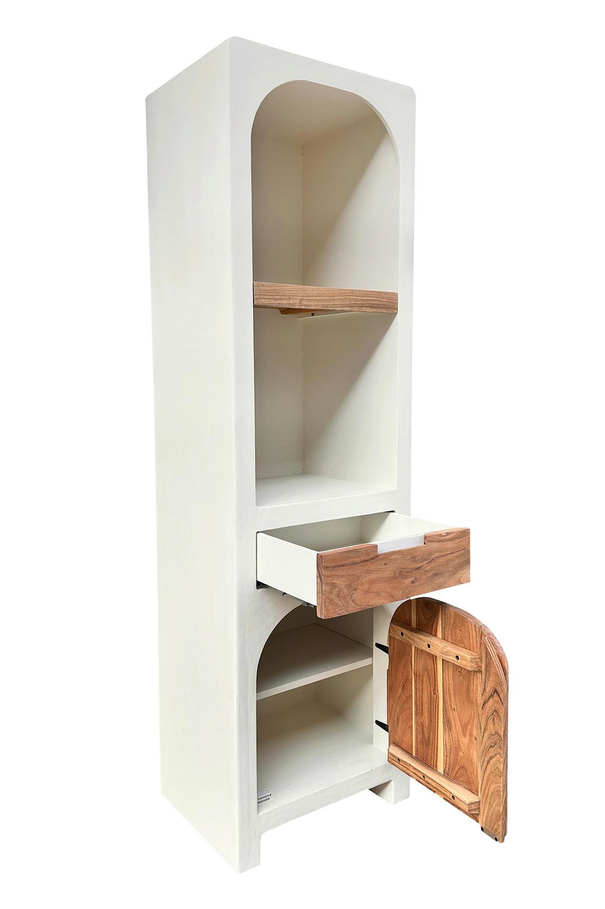 HOCHSCHRANK Naturfarben/Weiß B: 50cm - Weiß/Naturfarben, Design, Holz/Holzwerkstoff (50/175/40cm) - MID.YOU