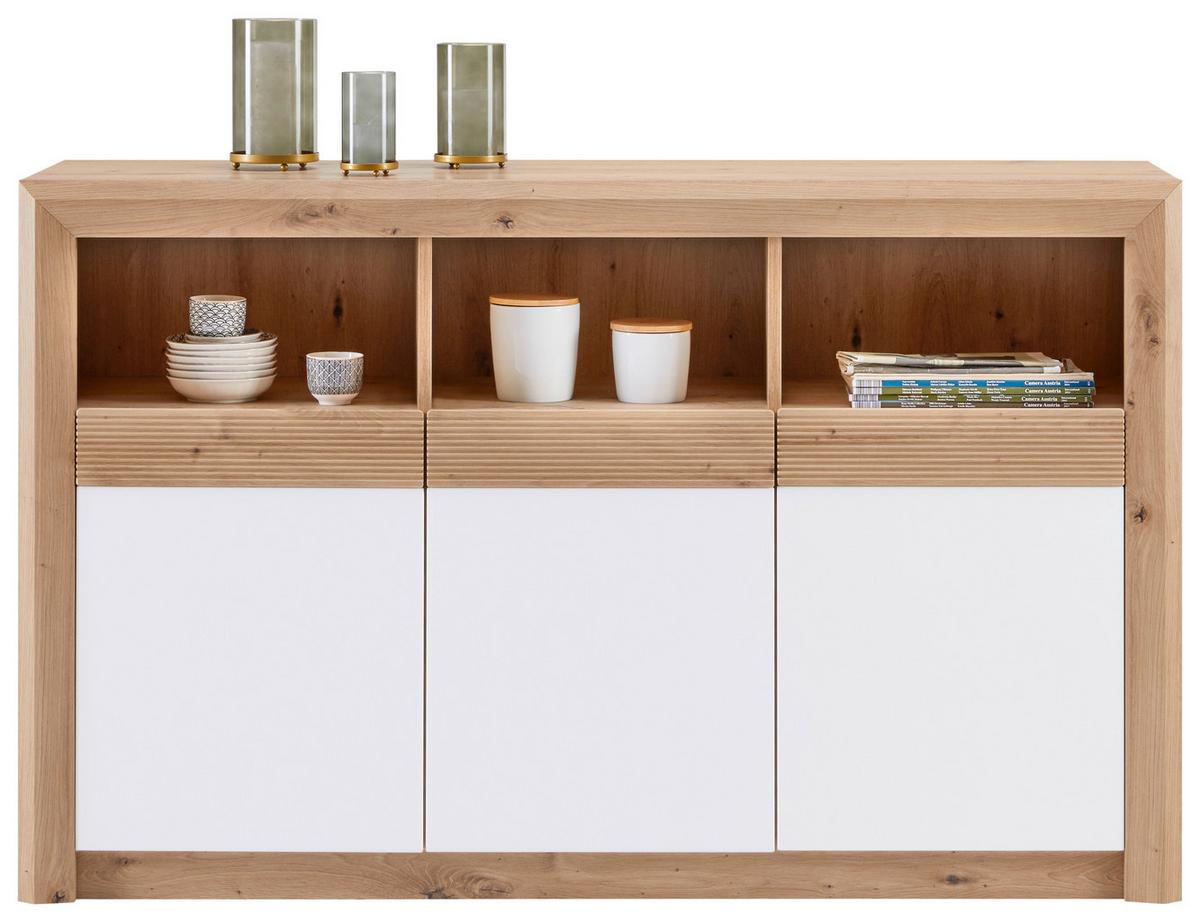 Sideboard M. Soft-close B: 142 Cm Kashmir New, Eiche Dekor - Eichefarben/Schwarz, MODERN, Holzwerkstoff (142/89/41cm) - James Wood