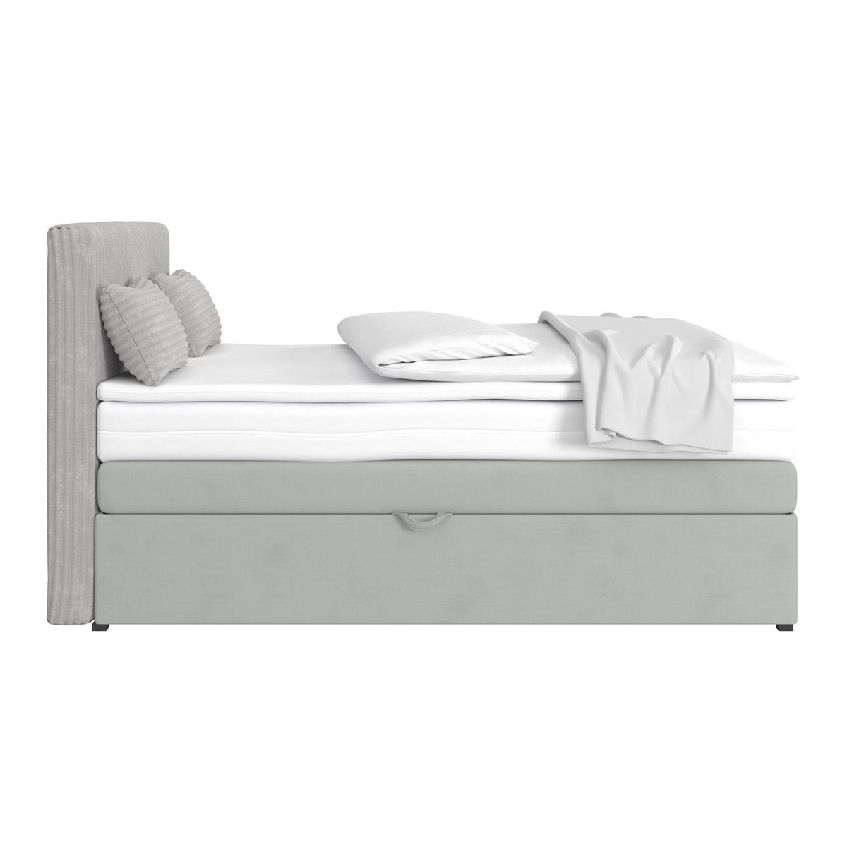 Boxspringbett mit Topper & Bettkasten 140x200 Rossa - Silberfarben/Schwarz, MODERN, Holzwerkstoff/Textil (140/200cm)