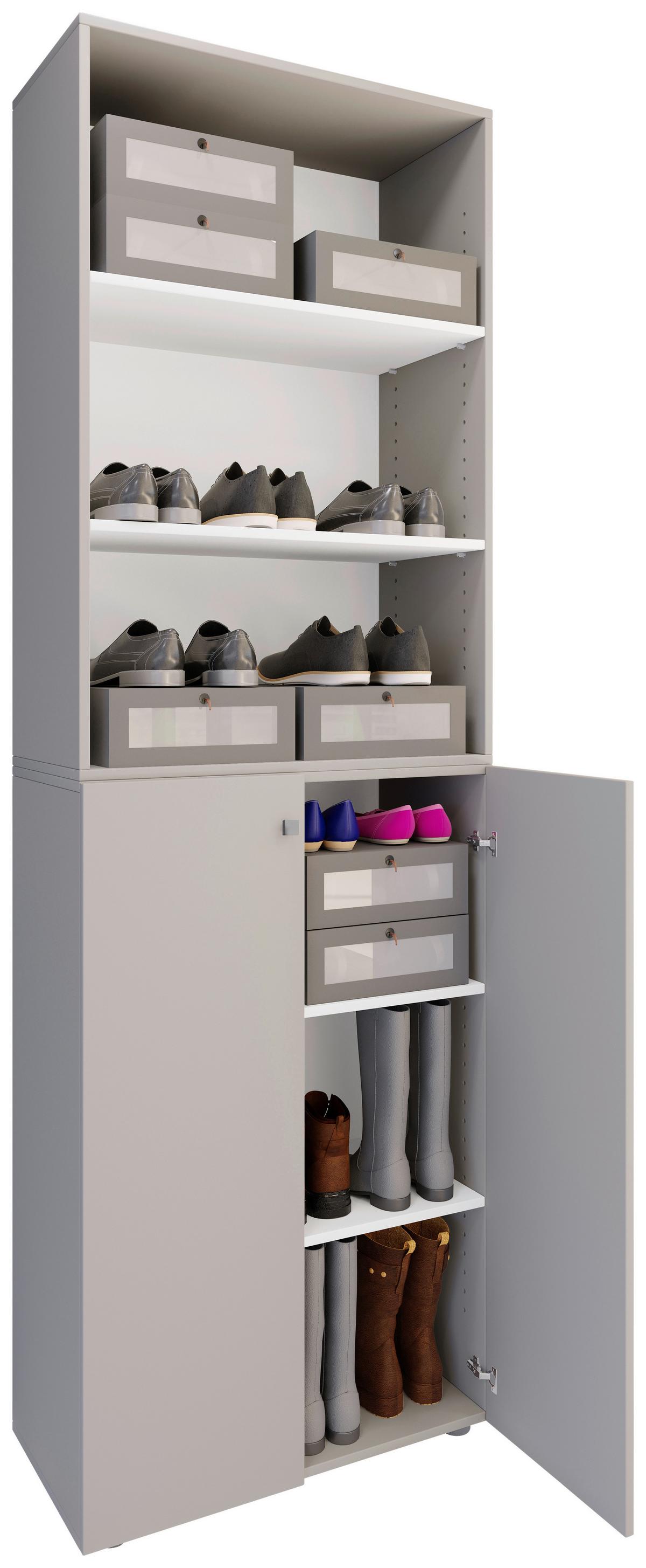 Schuhschrank Lona Grau B: 70 cm - Schwarz/Grau, Design, Holzwerkstoff (70/220/40cm) - MID.YOU