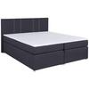 Boxspringbett Malta mit Topper Grau, 180x200 cm - Chromfarben/Schwarz, Basics, Holzwerkstoff/Textil (180/200cm) - P & B