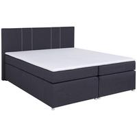 Boxspringbett Malta Mit Topper Grau, 180x200 Cm - Chromfarben/Schwarz, Basics, Holzwerkstoff/Textil (180/200cm) - P & B